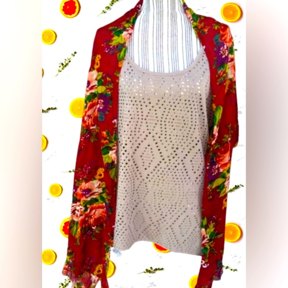 Scarf red & green with 4 different ways how to wear - Picture 2 of 8